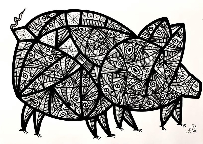 Small pig in big pig | Tegning