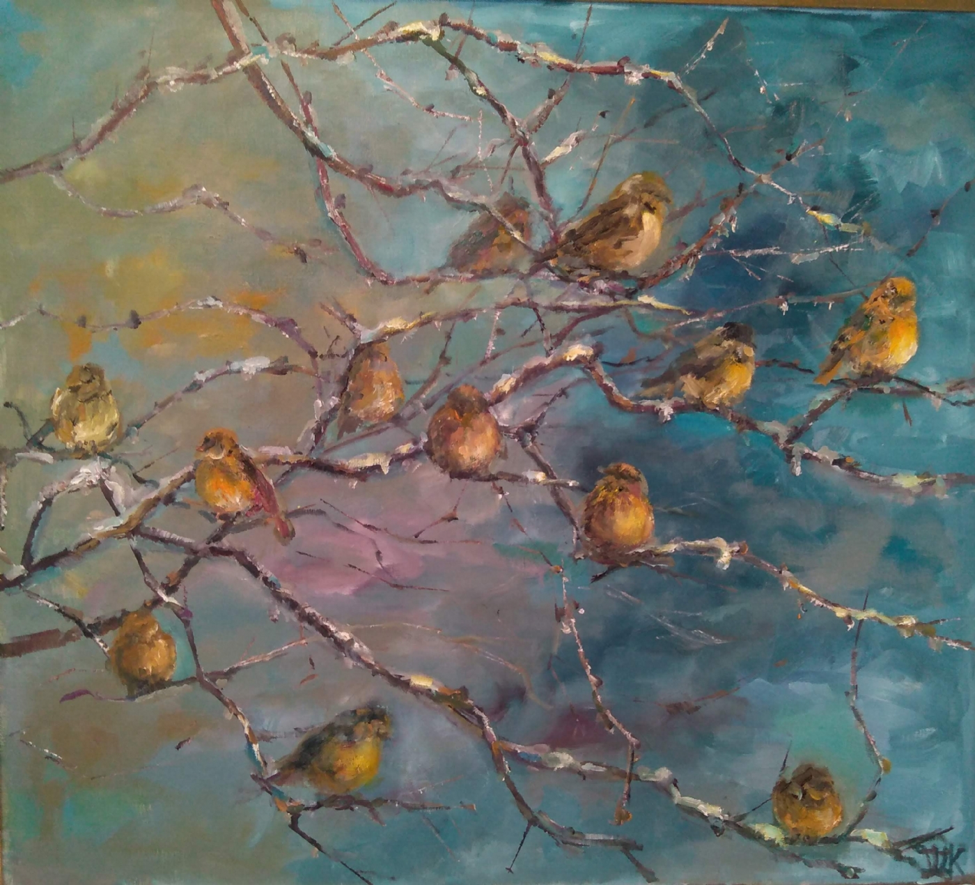 Fugle om vinteren | Maleri