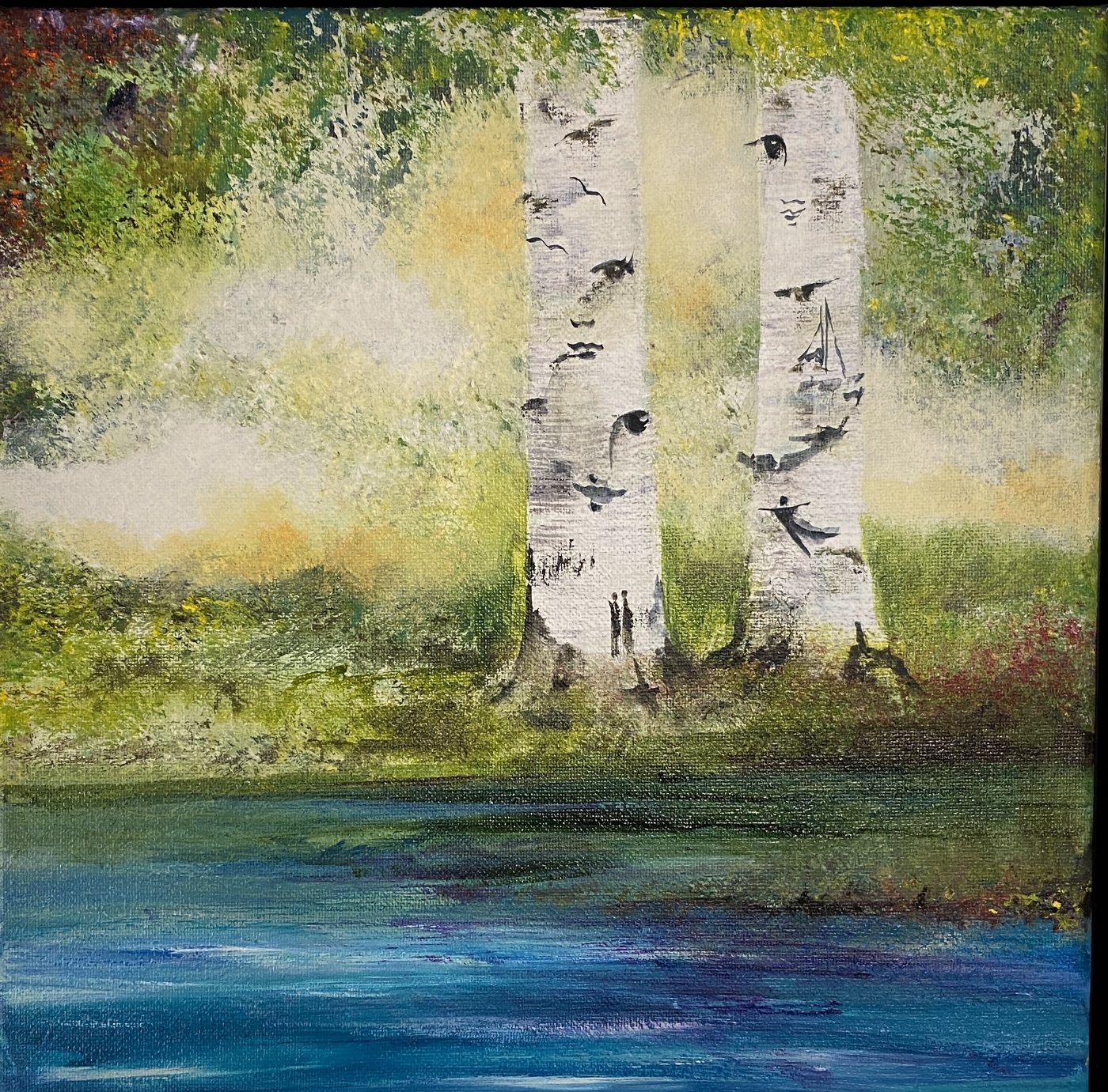 Birketræer i skoven | Maleri