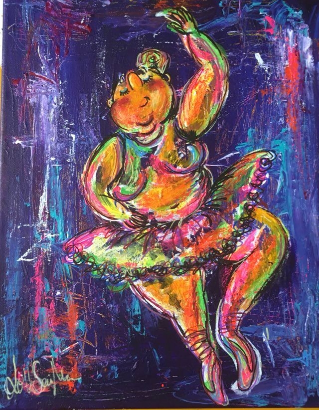 Den tykkeballetdanser i neonlyset | Maleri