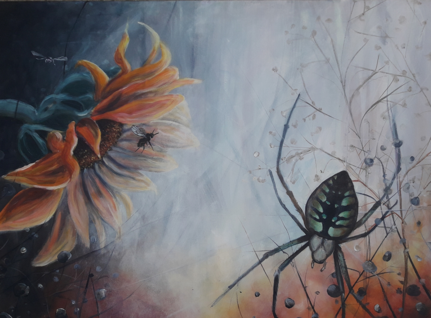 Sunflower and insect no. 1 | Maleri