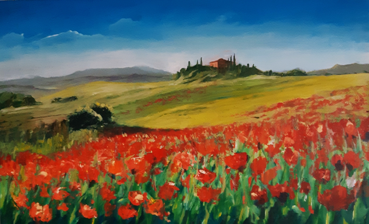 Tulipaner på rad | Maleri